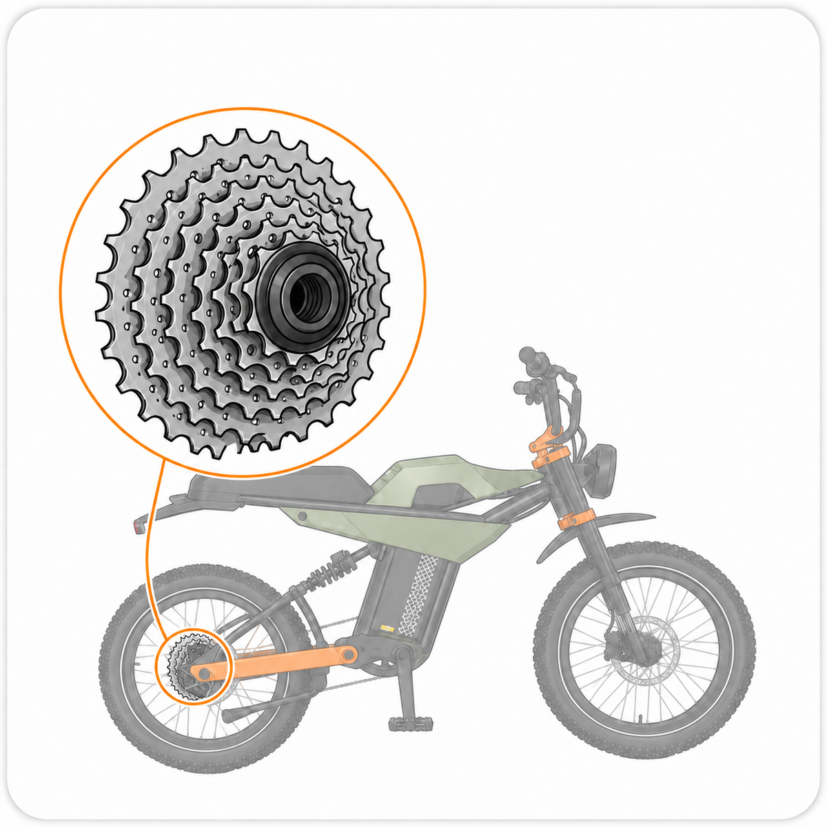 Close-up of bicycle cassette gear set for smooth shifting and drivetrain performance