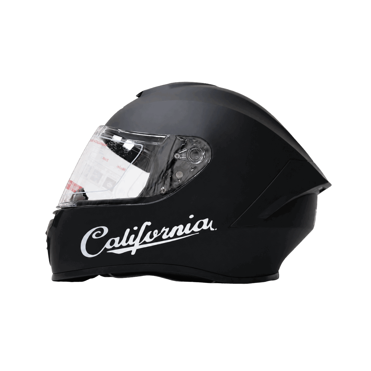 Freego California matte black full-face helmet rear view