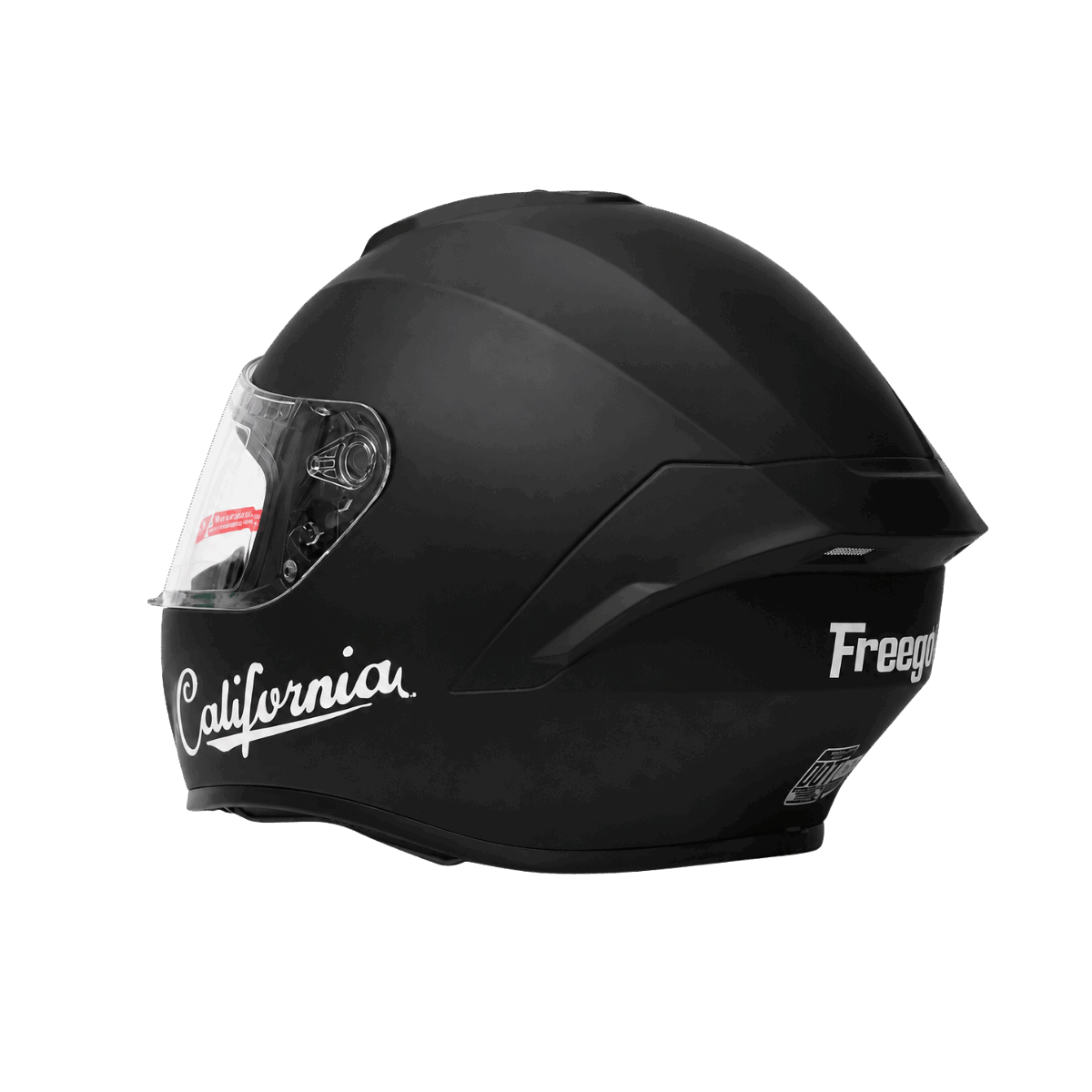 Freego California matte black full-face helmet side view