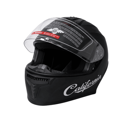 Freego California matte black motorcycle helmet open visor front view