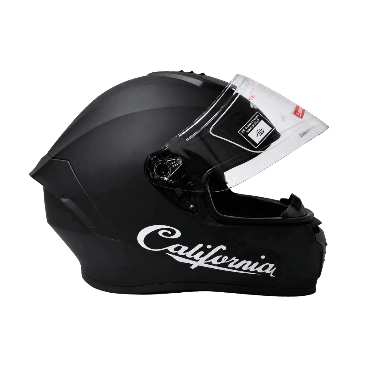 Freego California matte black motorcycle helmet open visor view
