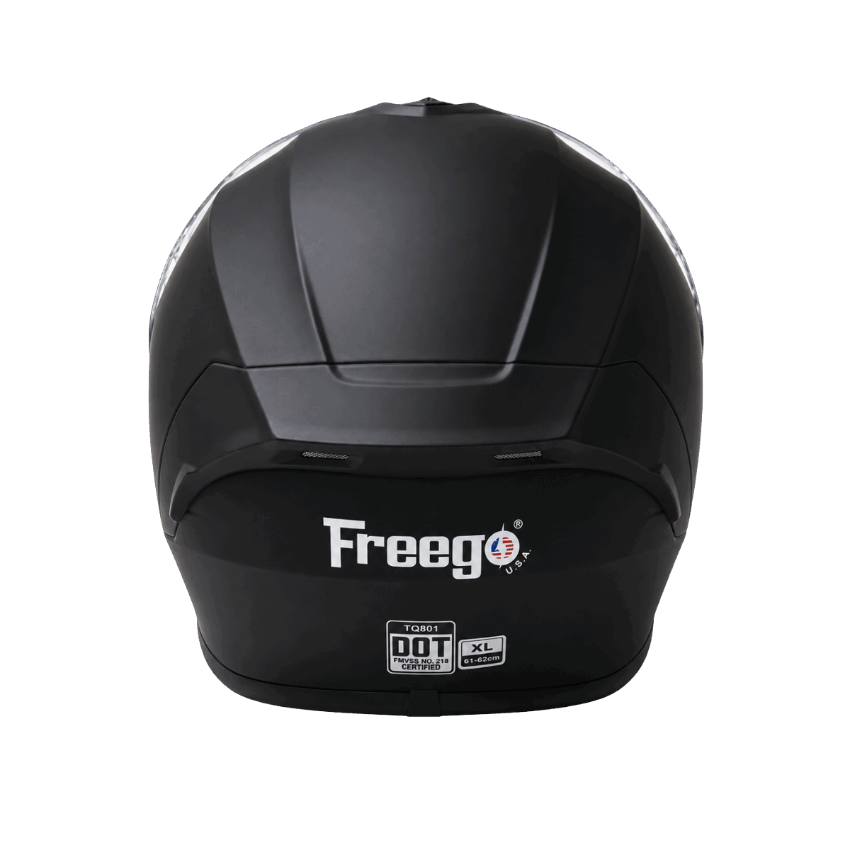 Freego helmet rear view with DOT certification