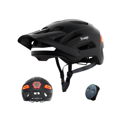 Black helmet with visible brand name on a white background