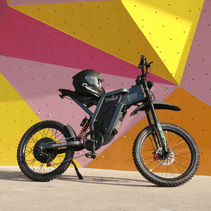Freego X2 pro electric dirt bike with matching California helmet